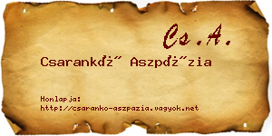 Csarankó Aszpázia névjegykártya